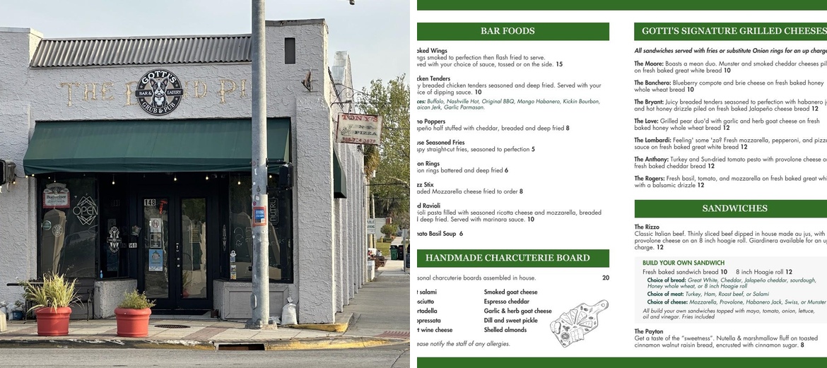 Gotti's Grub & Pub Menu